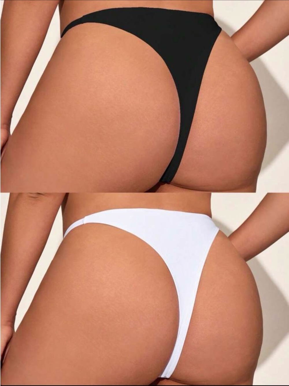 SHEIN Black and White High Cut Thong Bikini Bottoms